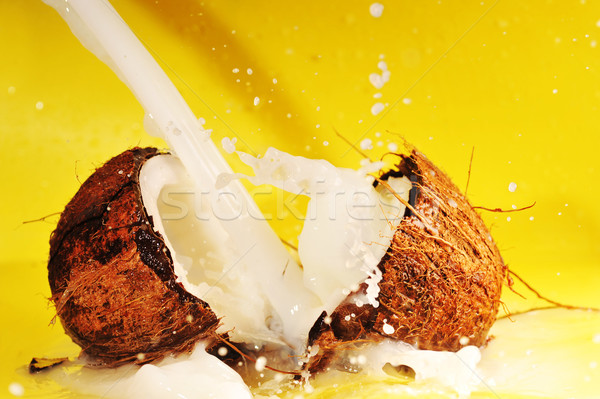 Zdjęcia stock: Mleko · kokosowe · splash · Kokosowe · żółty