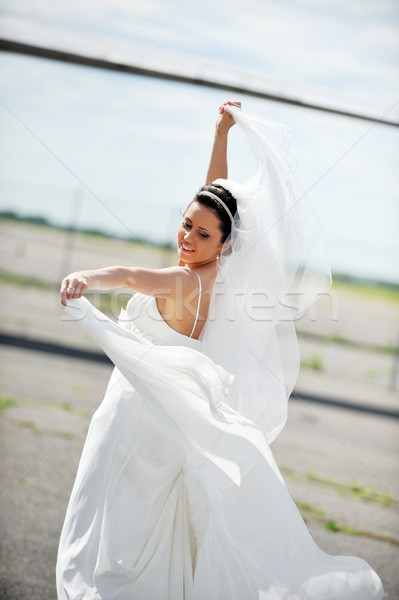  bride dance on  airfield Stock photo © taden