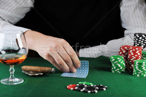 Carte jouer joueur hommes verres vert [[stock_photo]] © taden