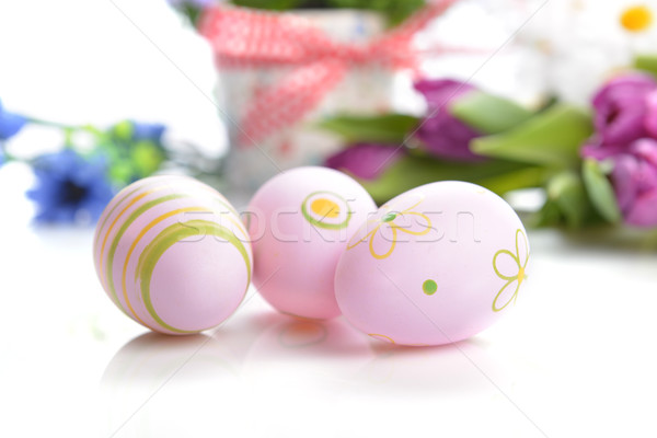 Kwiaty Easter Eggs niebieski doniczka Wielkanoc malowany Zdjęcia stock © taden