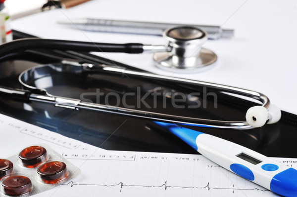stethoscope on  printout Stock photo © taden