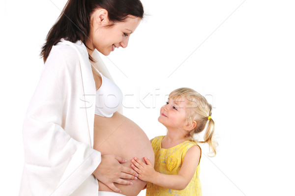 Mädchen schwanger Mutter kleines Mädchen Schwester Gebärmutter Stock foto © taden