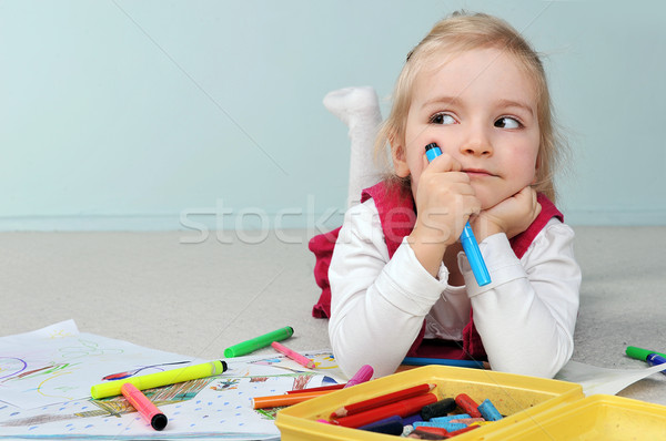 girl is drawing Stock photo © taden
