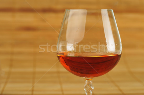 [[stock_photo]]: Verre · cognac · élégante · bambou · serviette · vin