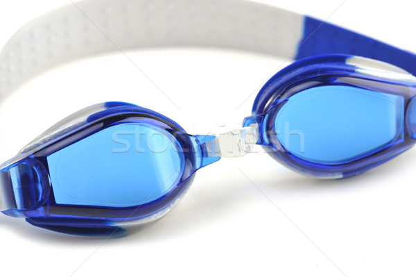 藍色 游泳 風鏡 孤立 白 光 商業照片 © taden