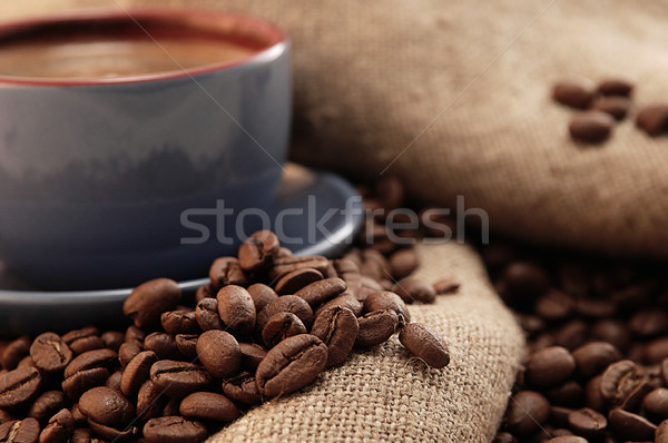 coffee beans and cup with coffee Stock photo © taden