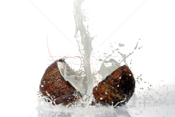 ひびの入った ココナッツ ビッグ スプラッシュ 孤立した 水 ストックフォト © taden