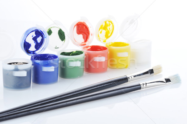 Gouache paint  and brush Stock photo © taden