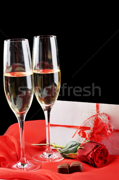 Stock photo: champagne  and letter