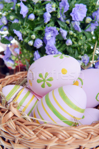 Easter Eggs niebieski kwiaty piękna jaj wstążka Zdjęcia stock © taden