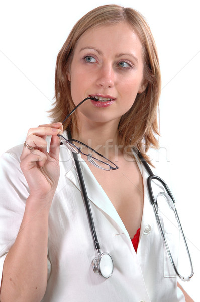 Сток-фото: медицинской · стетоскоп · изолированный · белый · женщины
