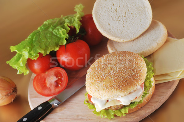 Stock photo: sandwich with  cutlet