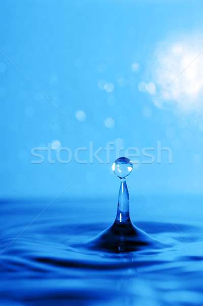 Wassertropfen Tropfen Landung Wasseroberfläche suspendiert Zeit Stock foto © taden