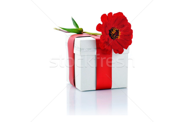 Cutie cadou roşu floare fundal viaţă Imagine de stoc © taden