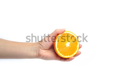 woman holding ornage close up Stock photo © taden