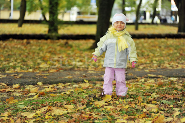 Stockfoto: Meisje · spelen · najaar · park · mooie · familie