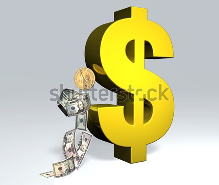 Stock foto: Dollar · Mann · Symbol · Banknoten · Münze