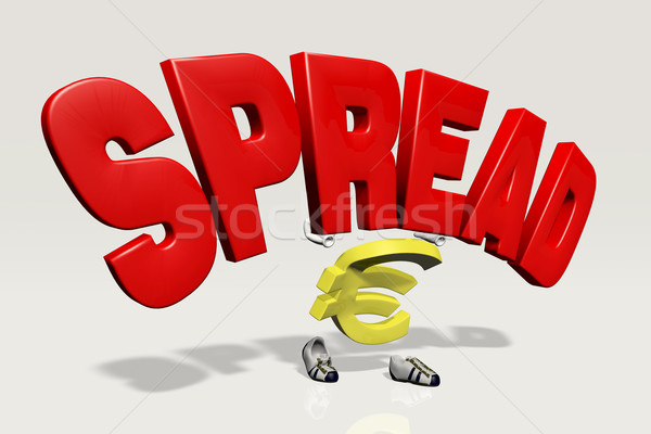 Euro symbol character that is squeezed by the financial spreads Stock photo © TaiChesco