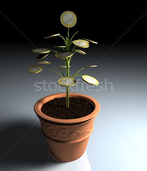One euro money little tree in a vase in the shade Stock photo © TaiChesco