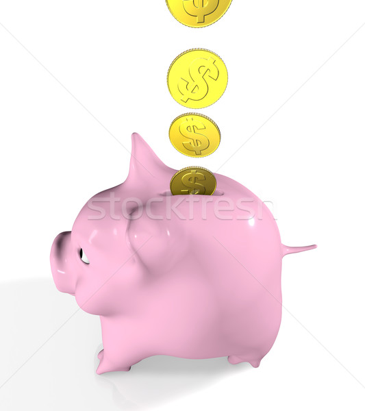 coins go into the piggy bank Stock photo © TaiChesco