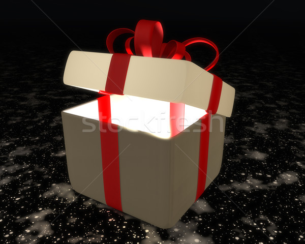 Semi-open gift box with red ribbon and bow Stock photo © TaiChesco