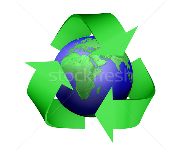 Recycleren icon aarde 3D groene Stockfoto © TaiChesco