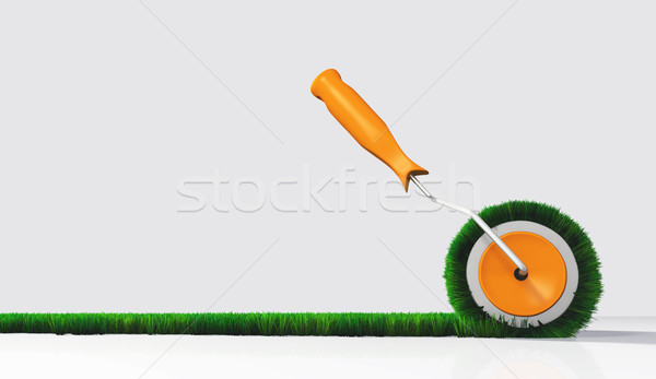 ストックフォト: 側面図 · 草で覆われた · 塗料 · オレンジ · ハンドル · 絵画