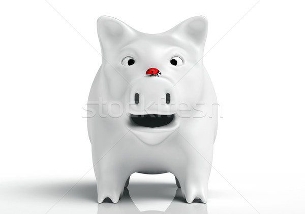 Stock photo: Surprised white piggy bank