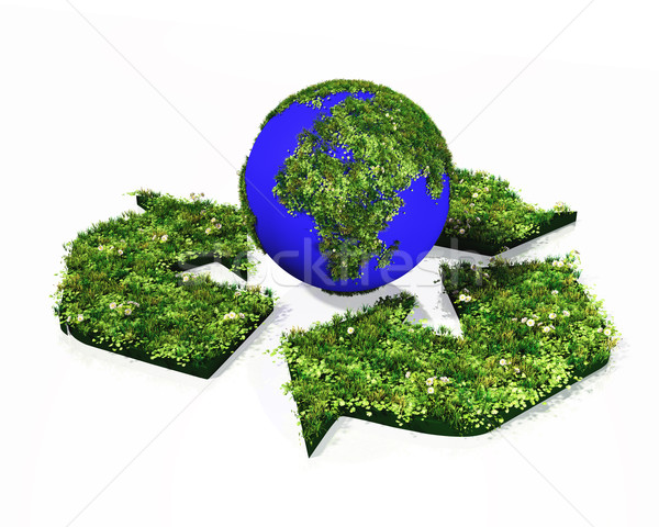 Stock photo: recycling symbol with the world