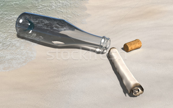 message bottle on the sand Stock photo © TaiChesco