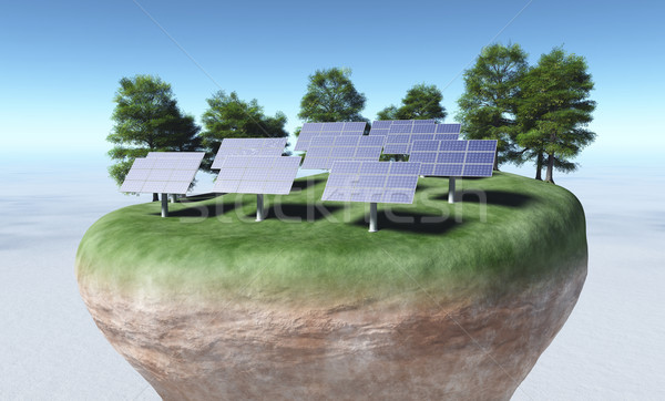 Foto stock: Paneles · solares · superior · terreno · vista · porción · circular