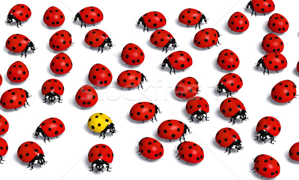 Jaune coccinelle coccinelle foule rouge [[stock_photo]] © TaiChesco
