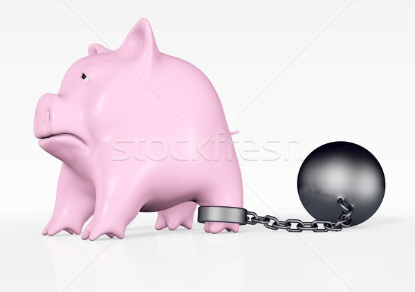 pink piggy with ball and chain Stock photo © TaiChesco