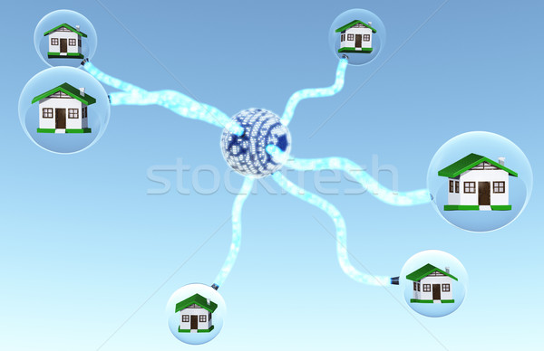 Core maisons central sphère lumières maisons [[stock_photo]] © TaiChesco