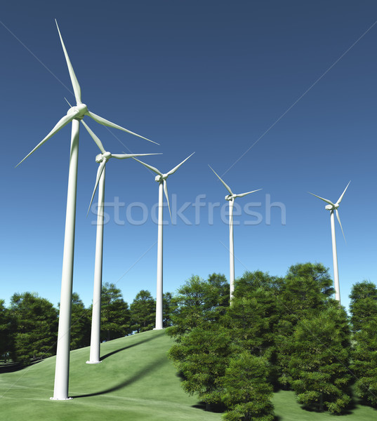 Wind generators on top of a hill Stock photo © TaiChesco