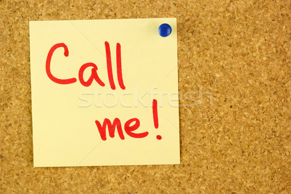 Yellow call me sticker on the cork Stock photo © Taiga