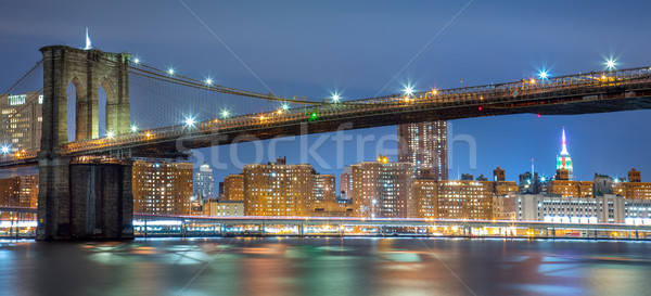 Panoramik görmek köprü gece ışıklar New York Stok fotoğraf © Taiga