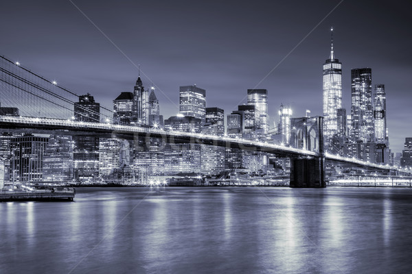 View of Manhattan  and  Brooklin Bridge by night, New York City Stock photo © Taiga