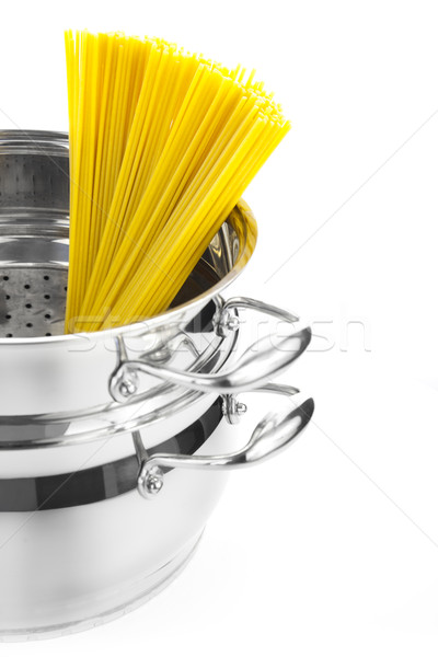 Włoski gotowania rondel spaghetti odizolowany biały Zdjęcia stock © Taiga