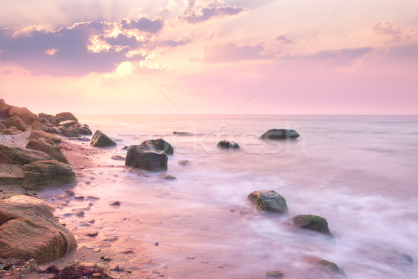 Sunrise landscape over beautiful rocky coastline in the Sea Stock photo © Taiga