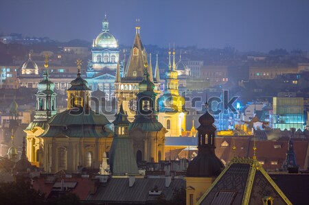 Praga fantástico barrio antiguo techos crepúsculo Foto stock © Taiga