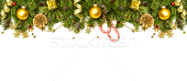 Christmas decoraties grens geïsoleerd witte boom Stockfoto © Taiga