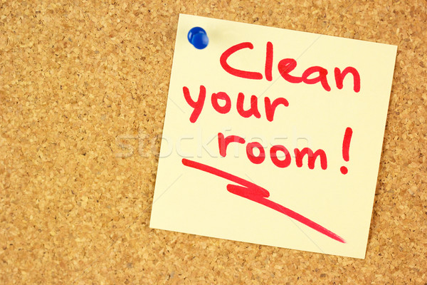 Clean your room sticker on the cork Stock photo © Taiga