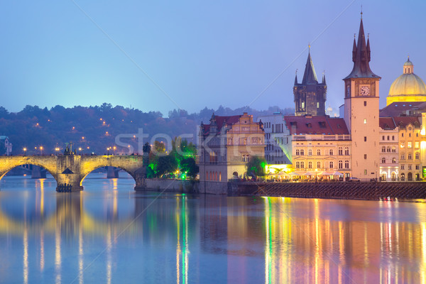 Foto stock: Famoso · Praga · noche · Europa · tiempo · ciudad