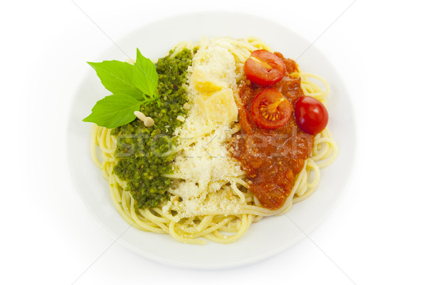 Italian flag makaronu zielone pesto biały parmezan Zdjęcia stock © Taiga