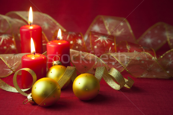 Crăciun decorare lumânări roşu Imagine de stoc © Taiga