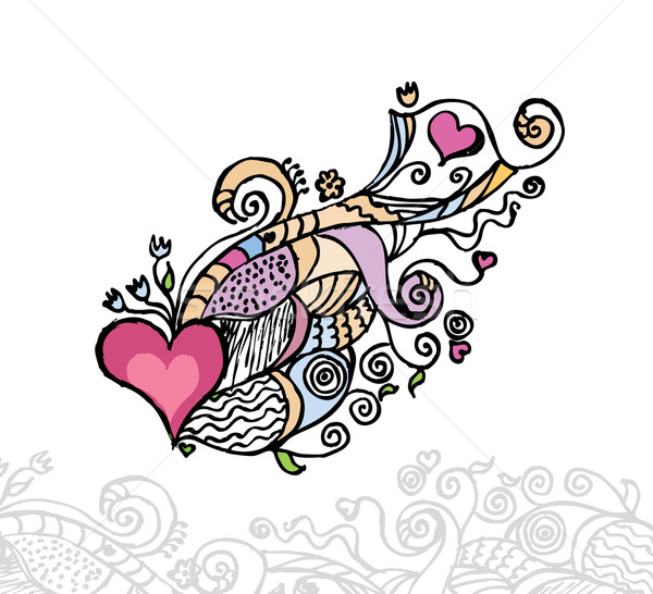 Stockfoto: Hart · liefde · doodle · lagen · bloem · bruiloft