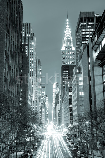 New York City at night - 42nd Street with traffic,  black and wh Stock photo © Taiga