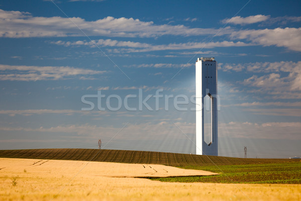 Solar Tower with rays  - thermo-solar power - blue sky and yello Stock photo © Taiga