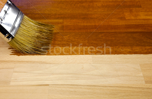 Wood texture and paintbrush / housework background Stock photo © Taiga